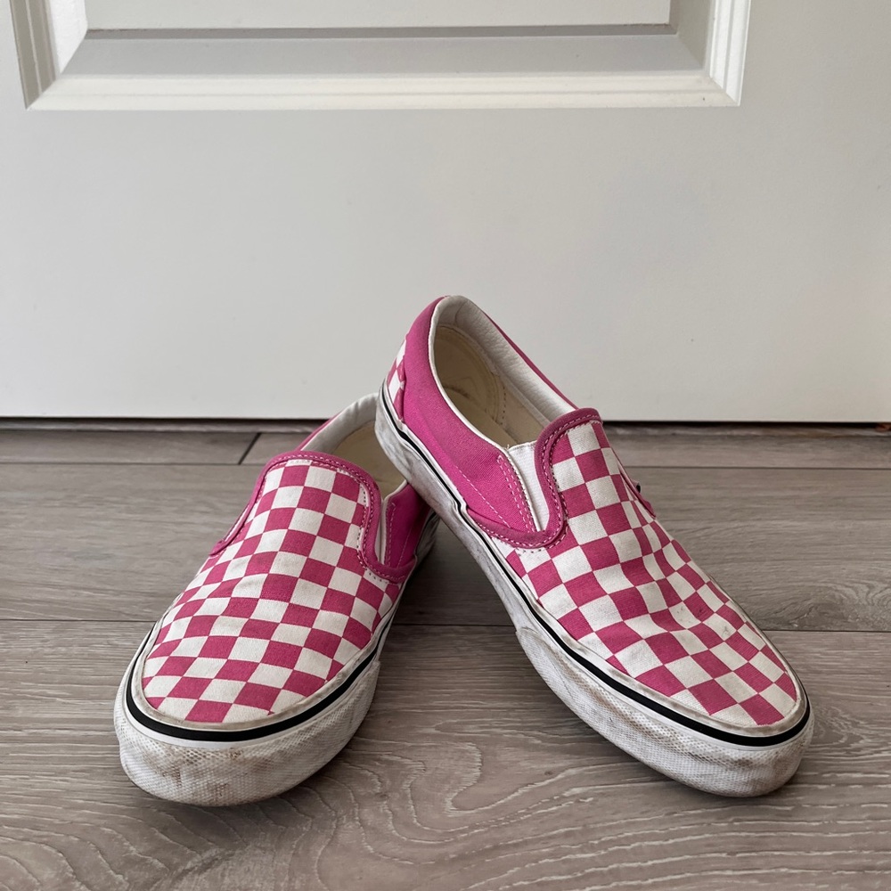Pink Checkered Vans - Size 8 women’s